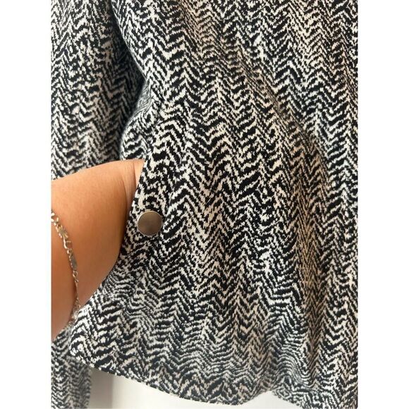 Theory Joean Herringbone Lamb Leather Trim Moto Jacket 2 Grey Black Biker - Picture 8 of 11